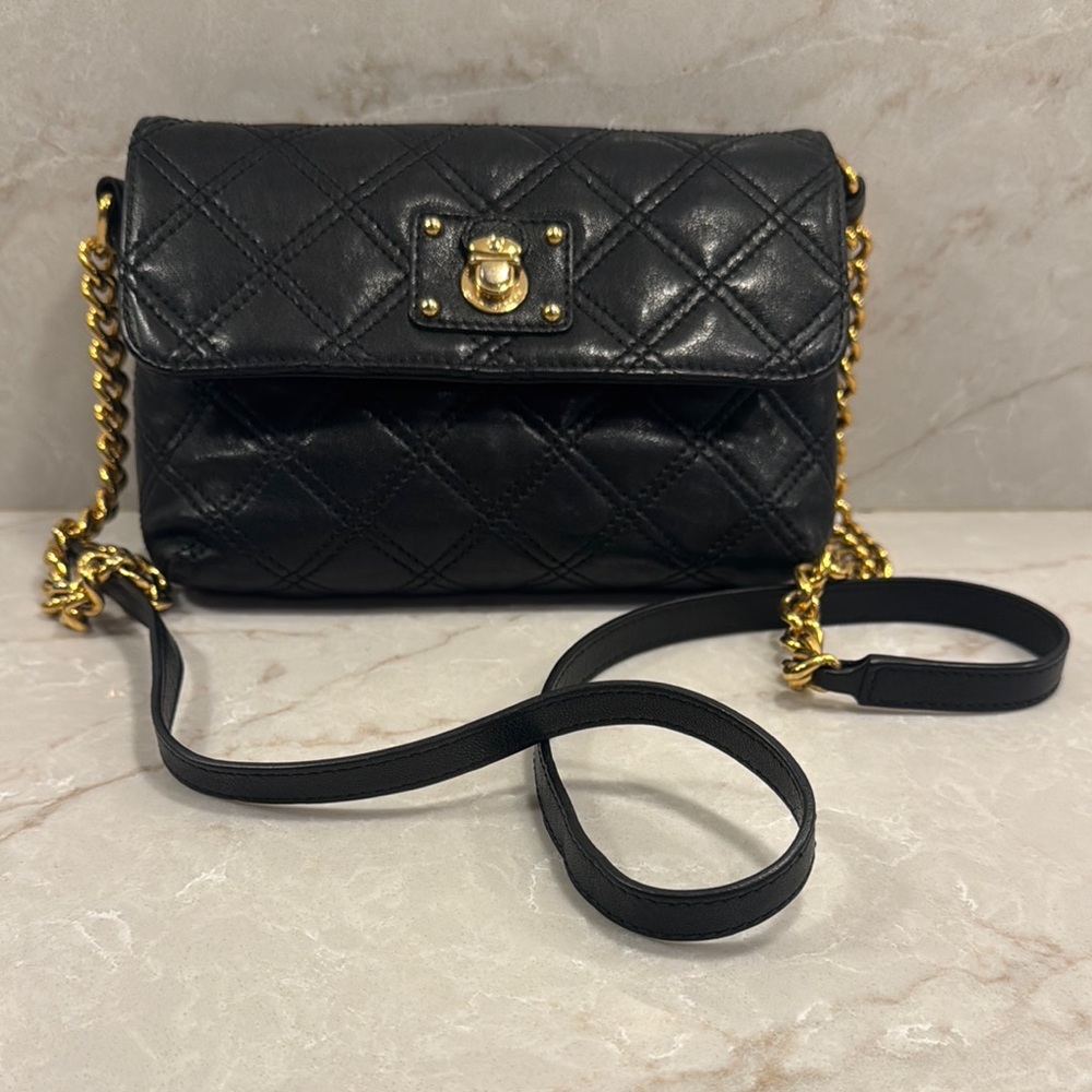 Black Quilted Leather Crossbody Bag
